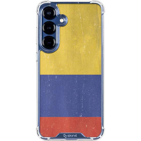 Colombia Flag Distressed Galaxy S25 Clear Case
